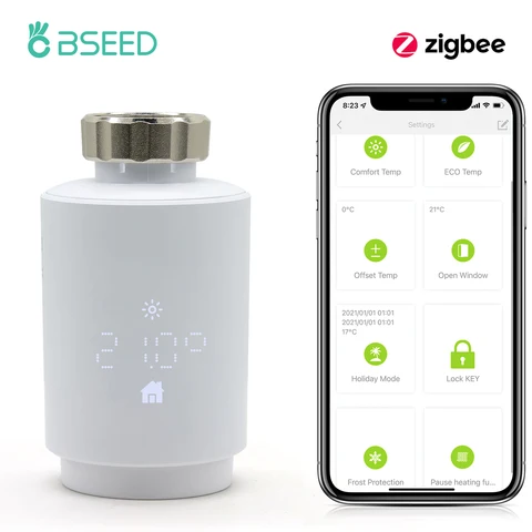 Термостатический клапан радиатора BSEED Zigbee, умный термостат с регулятором температуры, управлением через приложение Smart Life Tuya и Alexa