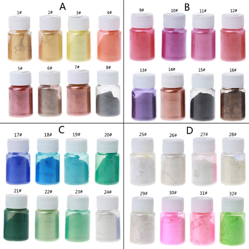 

XXFD 8 Colors 10g Resin Colorant Powder Mica Pearlescent Pigments Kit Resin Dye Epoxy Resin DIY Color Toning Jewelry Making