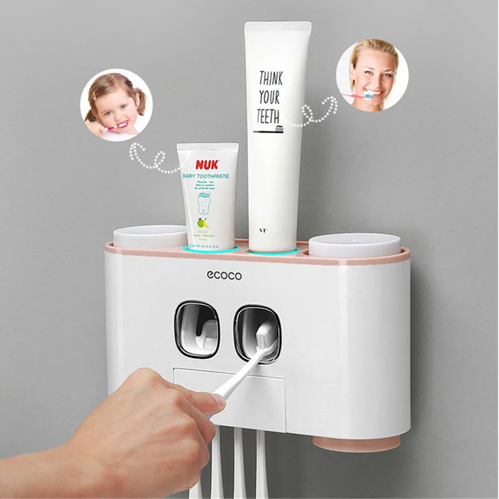 

Автоматический диспенсер для зубной пасты, настенный держатель для зубной пасты, держатель для зубных щеток, полка для хранения в ванной ко...