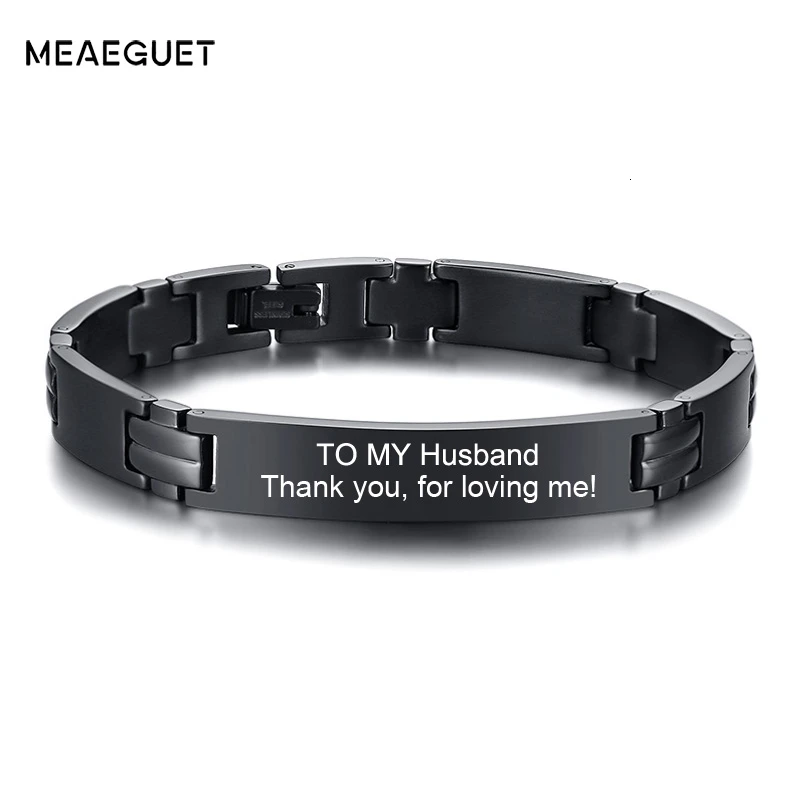 Персонализированные цепи из нержавеющей стали браслет с гравировкой мужские