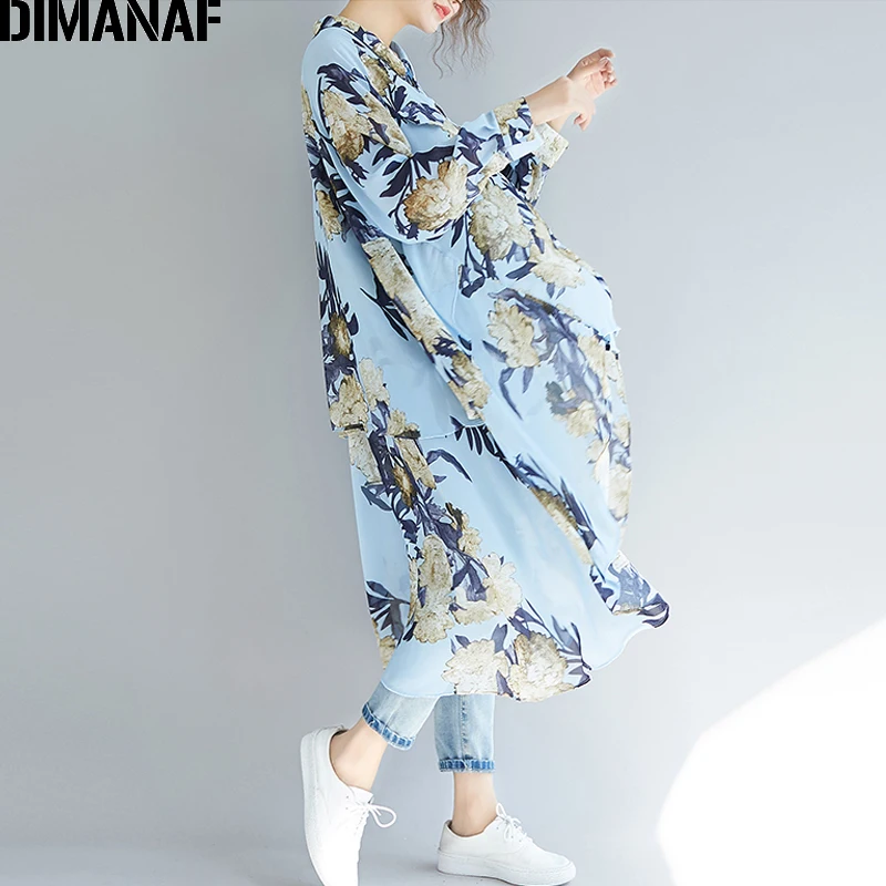 Женская блузка с длинным рукавом DIMANAF свободная повседневная Пляжная рубашка