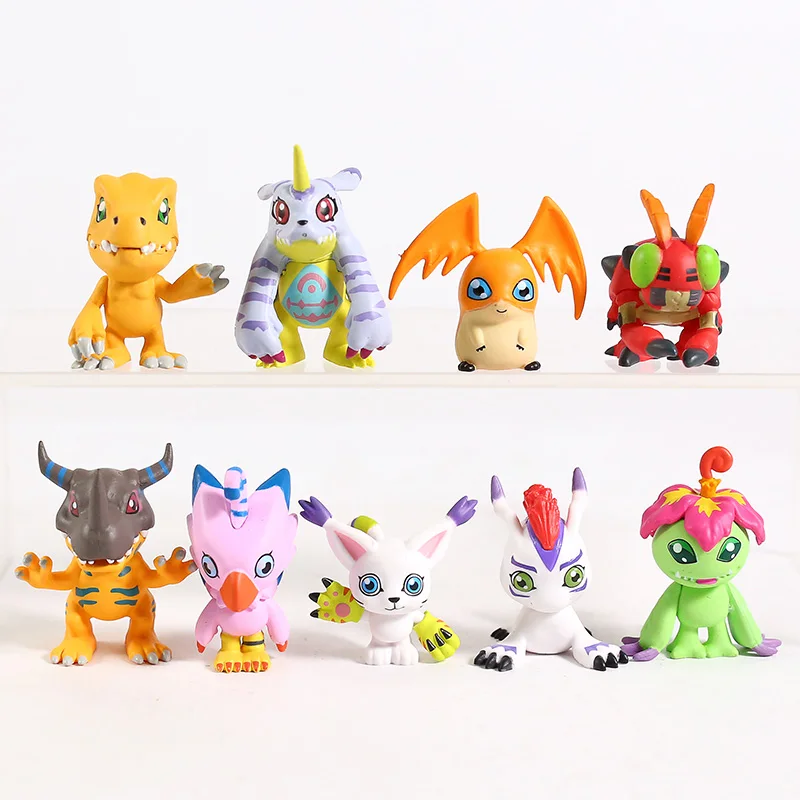 9 шт./лот Digimon Adventure Figures Greymon Agumon Gabumon Patamon Tailmon Gomamon Piyomon Palmon Tentomon модель игрушки