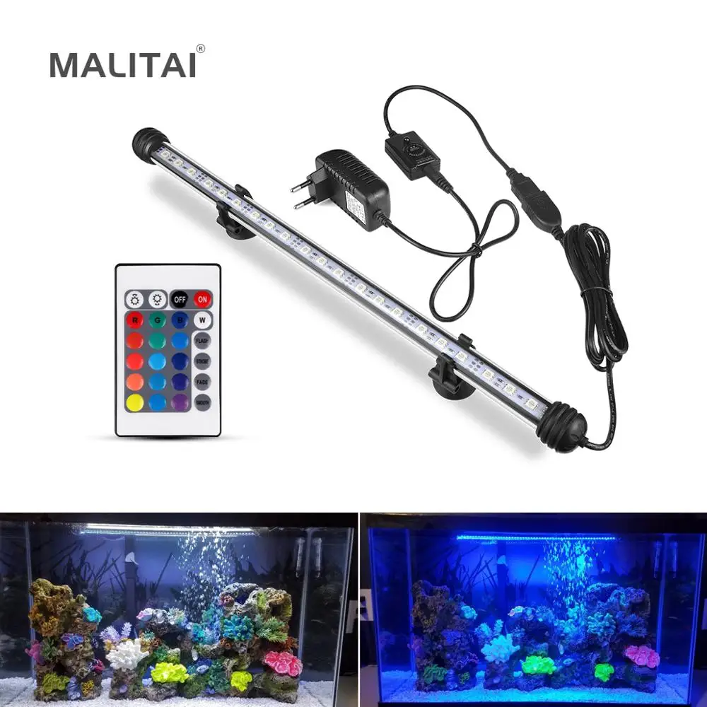 Светодиодный аквариум светильник Водонепроницаемый RGB светодиодный аквариумный светильник бар трубки лампы 19/29/39/49 см Погружной подводный водные лампа украшения