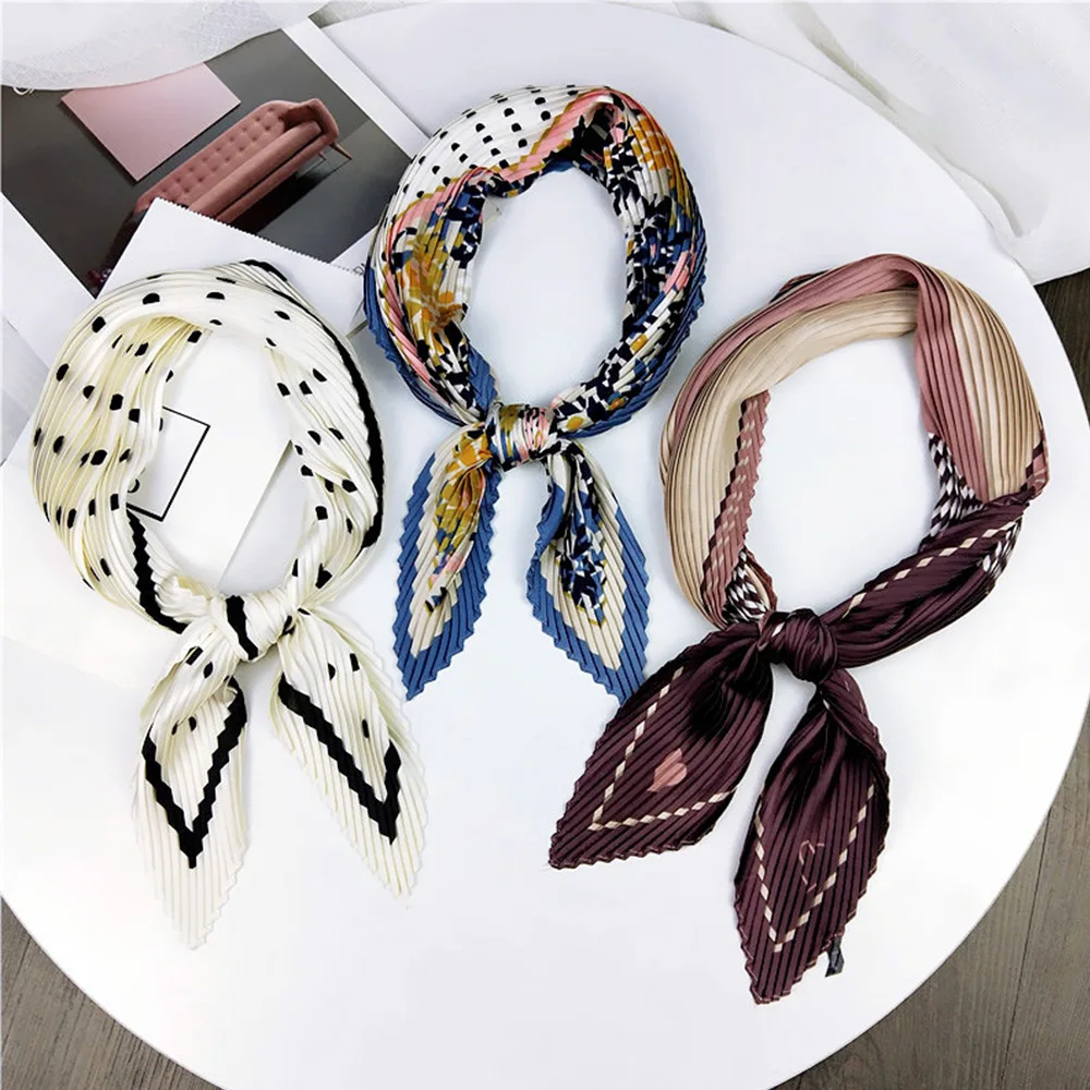 Женский плиссированный шарф в стиле ретро размер 70*70 см|Женские шарфы| |