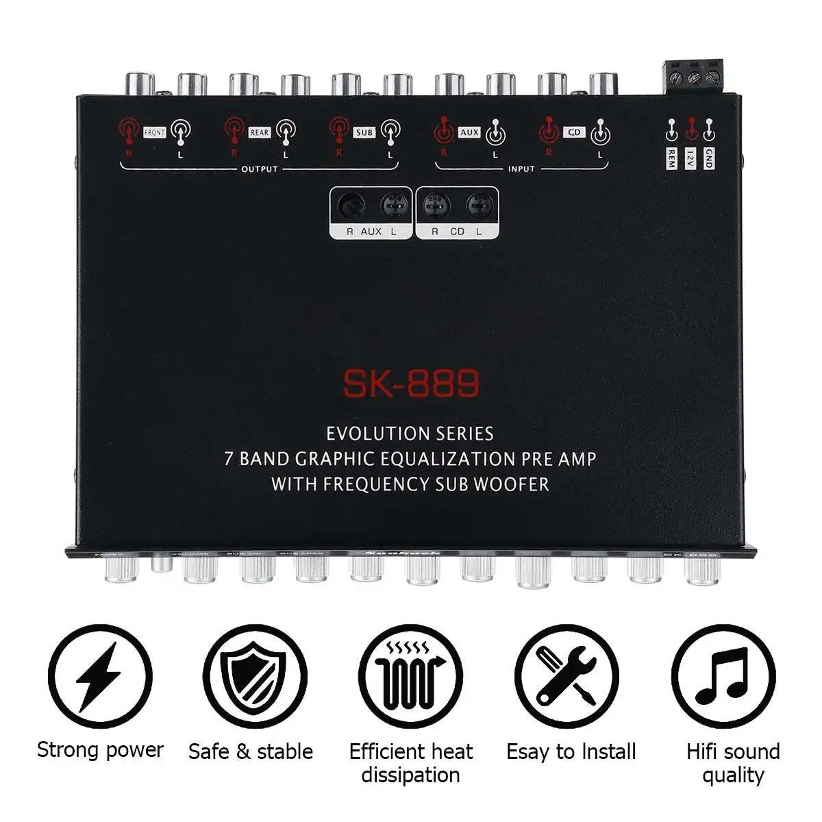 

SK-889 Car Home Audio Power HIFI Amplifier 7 Channel Equalizer 12V Digital Car Amplifer for Cars Amplifier Subwoofer