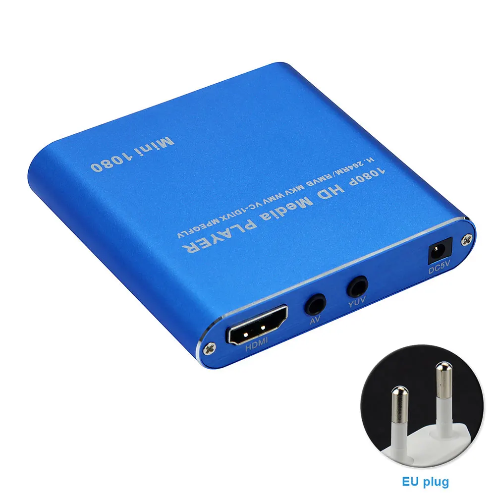Blue EU Мини HDD медиаплеер хост 1080P Full HD tv Box USB внешний мультимедийный плеер кардридер HDMI MKV AVI H.264 RMVB WMV MMC - Цвет: Blue EU