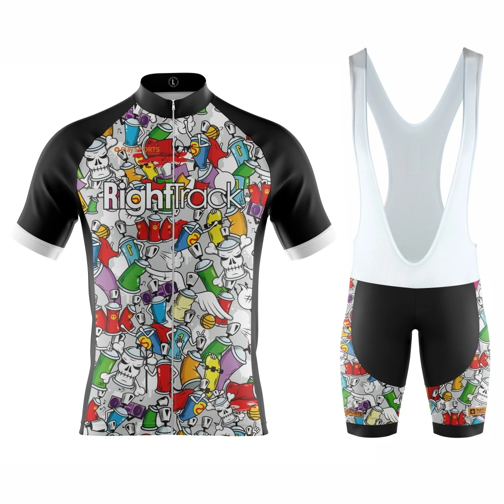 

New Arrivals Righttrack Cycling Jersey 2021 Summer Cartoon Style Short Sleeve 20D BIBS MTbike Clothes Road Bike Apparel