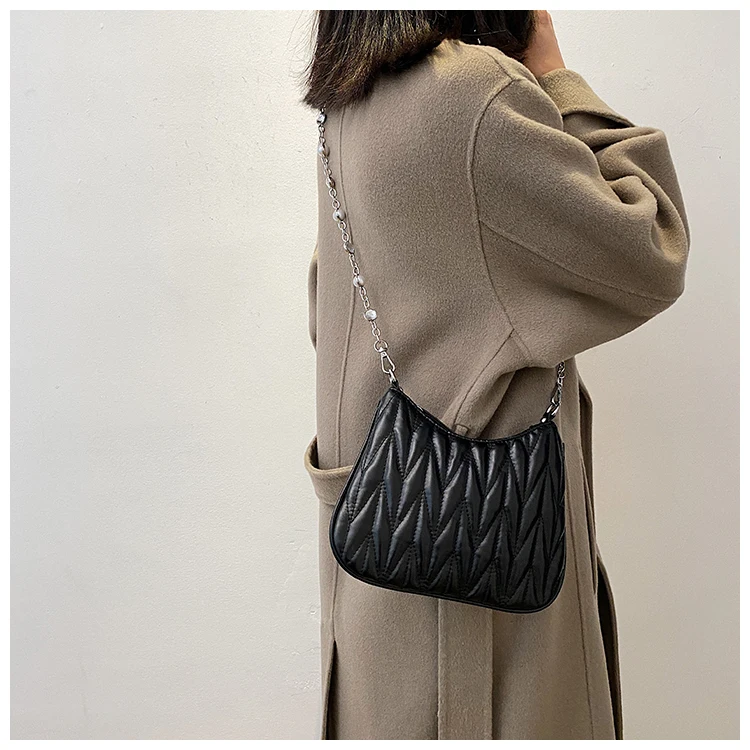 

Fashion Beading Chain Bags for Women 2021 Spring Lady Crossbody Bag Soft Pu Leather Diamond Lattice Shoulder Handbag Sac a main