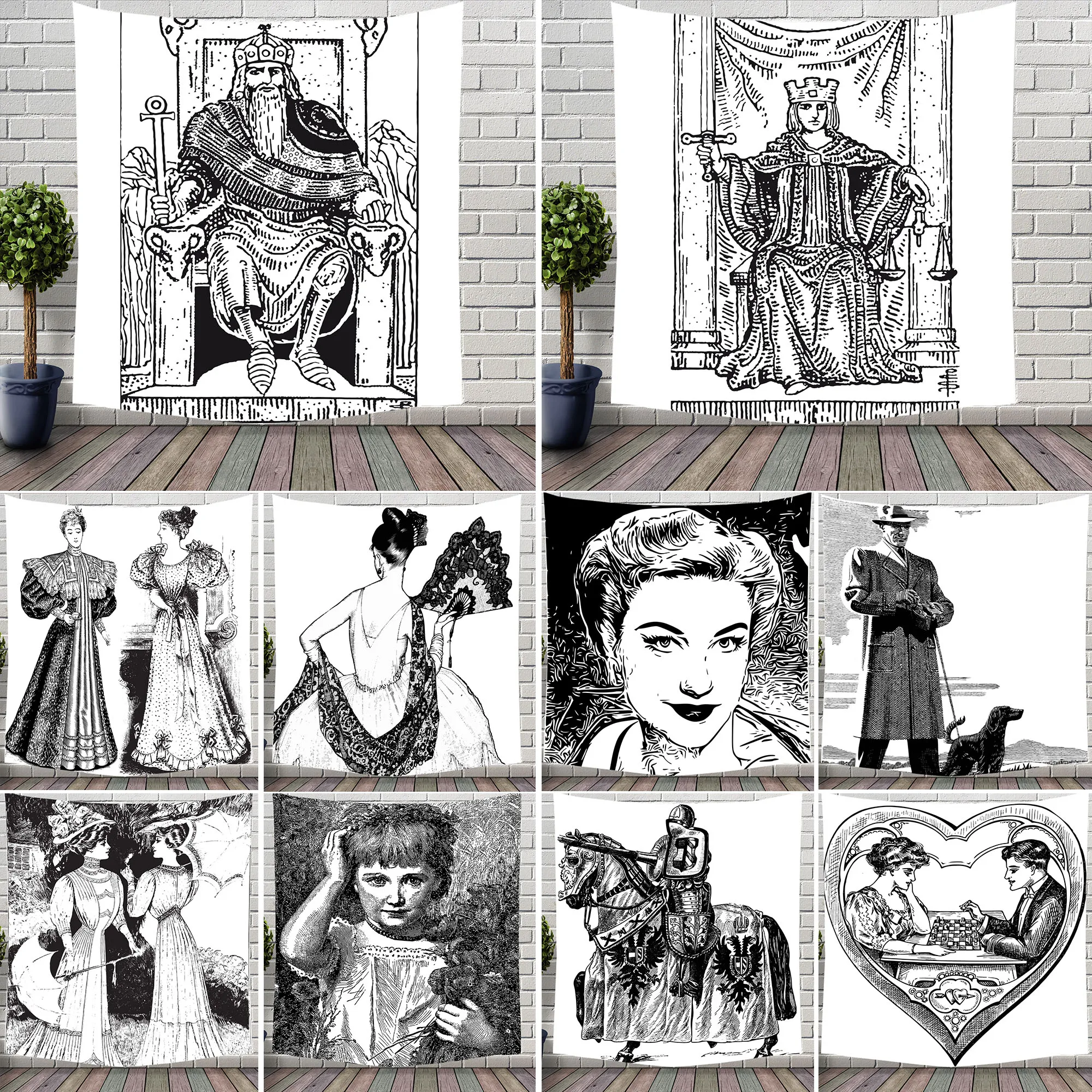 Классическая Леди Винтаж солдат король картина с изображением королевы гобелен