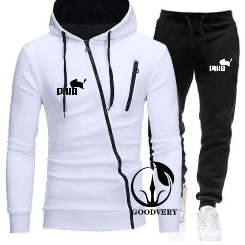 

Мужской спортивный костюм из 2-х предметов, толстовка с капюшоном и брюки, спортивный костюм, мужской свитер с капюшоном на молнии, мужской к...