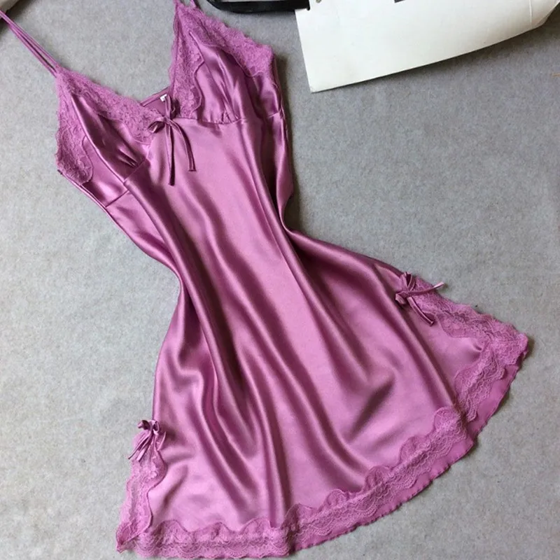 

Women's Sexy Lingerie Silk Nightgown Summer Dress Lace Night Dress Sleepwear Babydoll Nightie Satin Homewear Nightwear