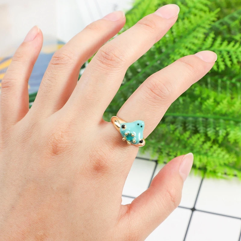 Кольцо в виде лягушки с короной для женщин зеленой эмалью | Украшения и