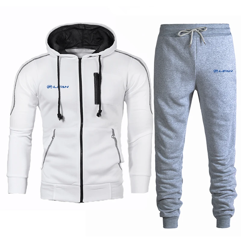 

New Autumn And Winter Fashion Men's Suit LIFAN Car Logo Hoodie Suit Fleece Zipper Sportswear 2021