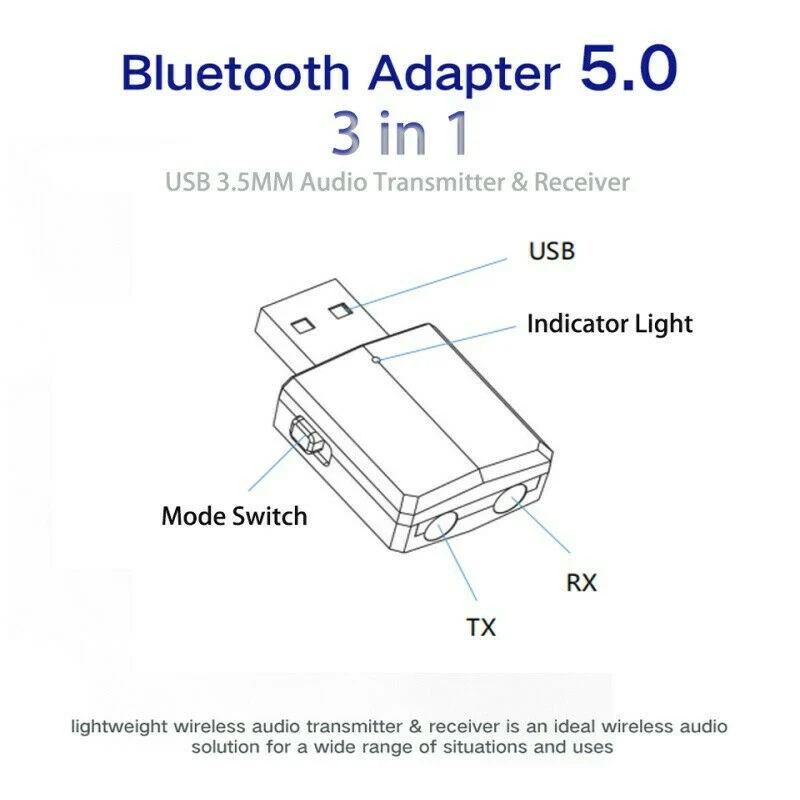 USB Bluetooth адаптер 5 0 музыкальный аудио приемник передатчик беспроводной для