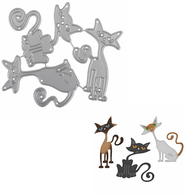 3 шт. милое животное металлические режущие штампы в форме кошки трафарет для