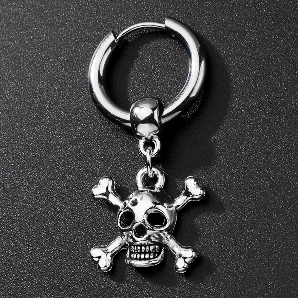 

Punk Vintage Skull Earring for Men Women Goth Hoop Earrings Party Jewelry Aretes De Mujer Piercing Stainless Steel Earrings Gift