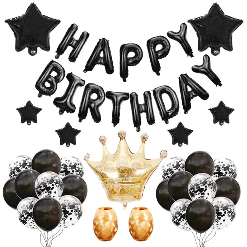 

Happy Birthday Letters Crown Sequins Latex Balloon Set Party Holiday Birthday Party Decoration Birthday Flag