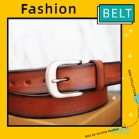 leather belt unisex wide fashion all match wear resistant handmade leather vintage jeans waistband high quality designer punk