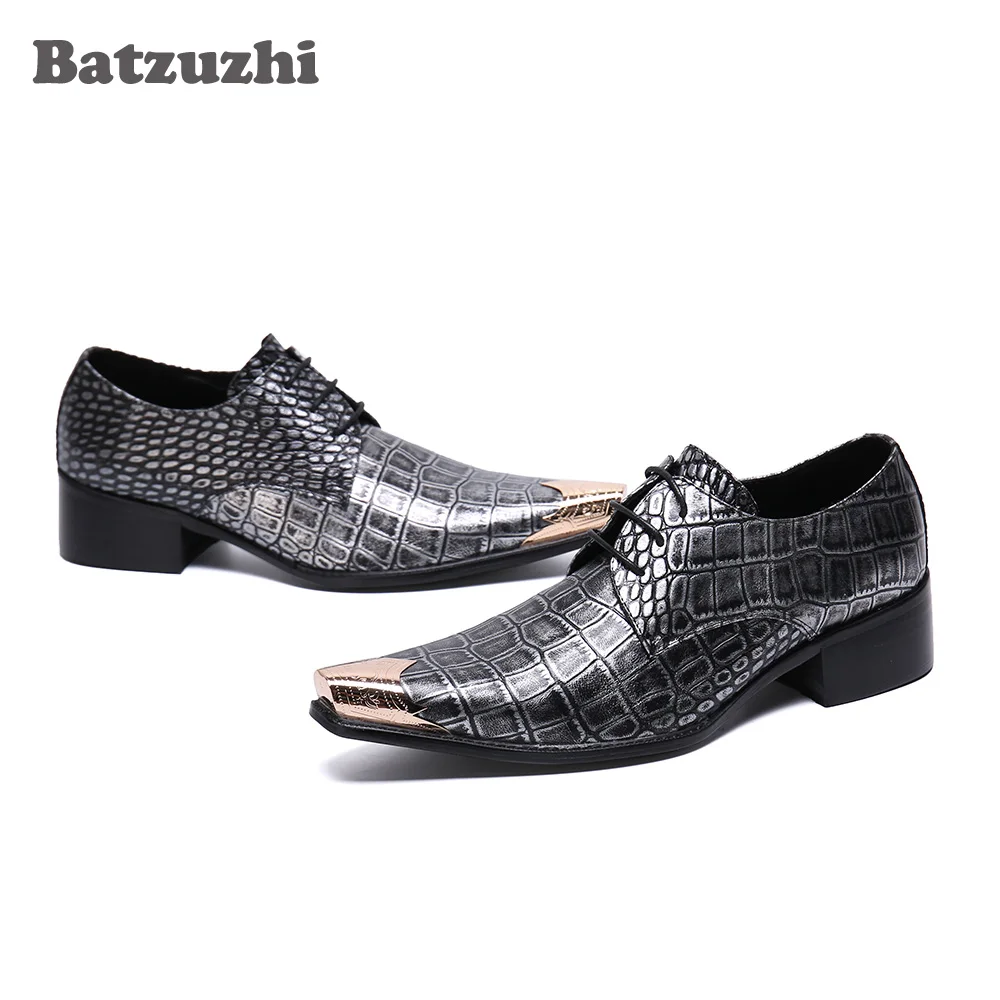 

Туфли Batzuzhi мужские деловые кожаные, Классическая обувь, модные оксфорды из натуральной кожи с острым носком, размеры US6-US12