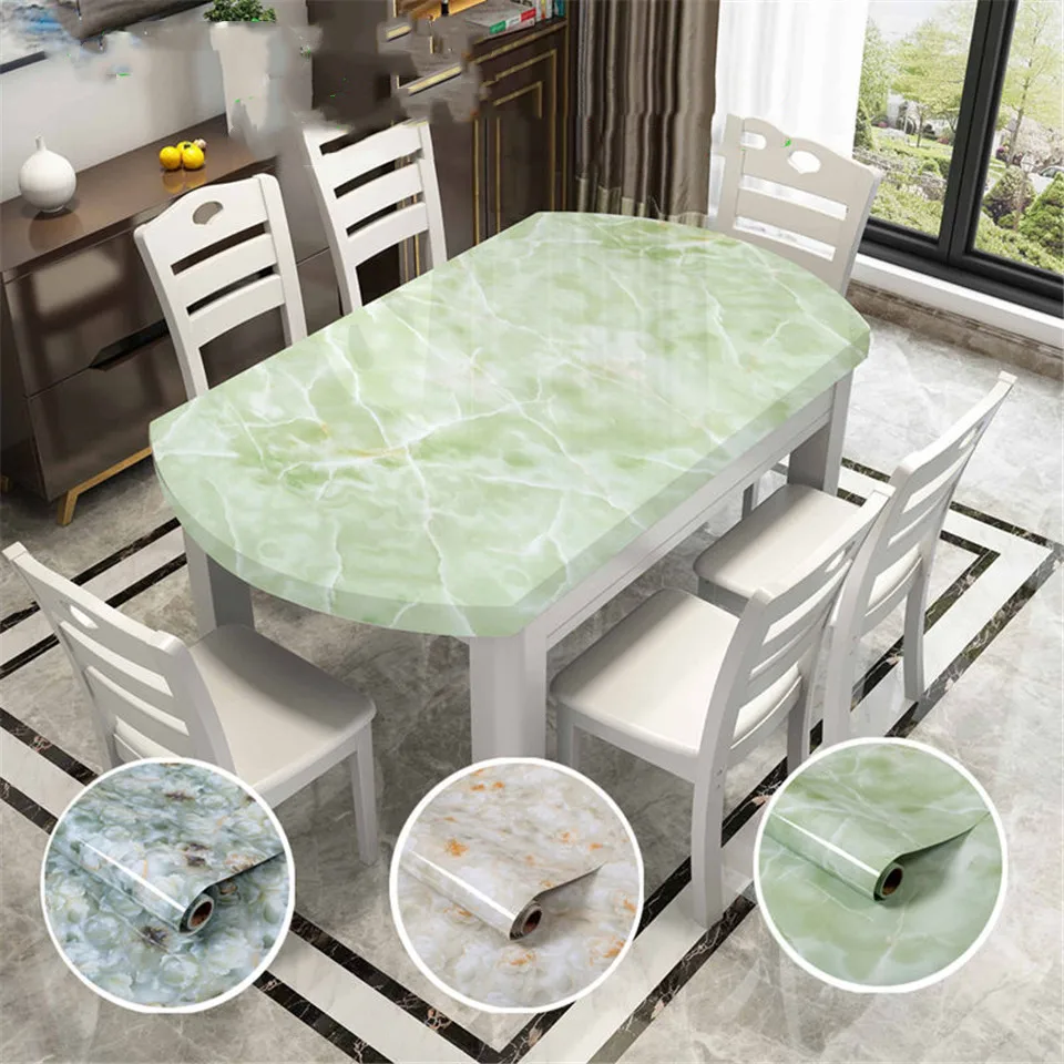 Dining Table Marble Wall Stickers Oil Proof Peel and Stick Wallpaper Counter Renovation Home Decor Decals encimeras de cocina