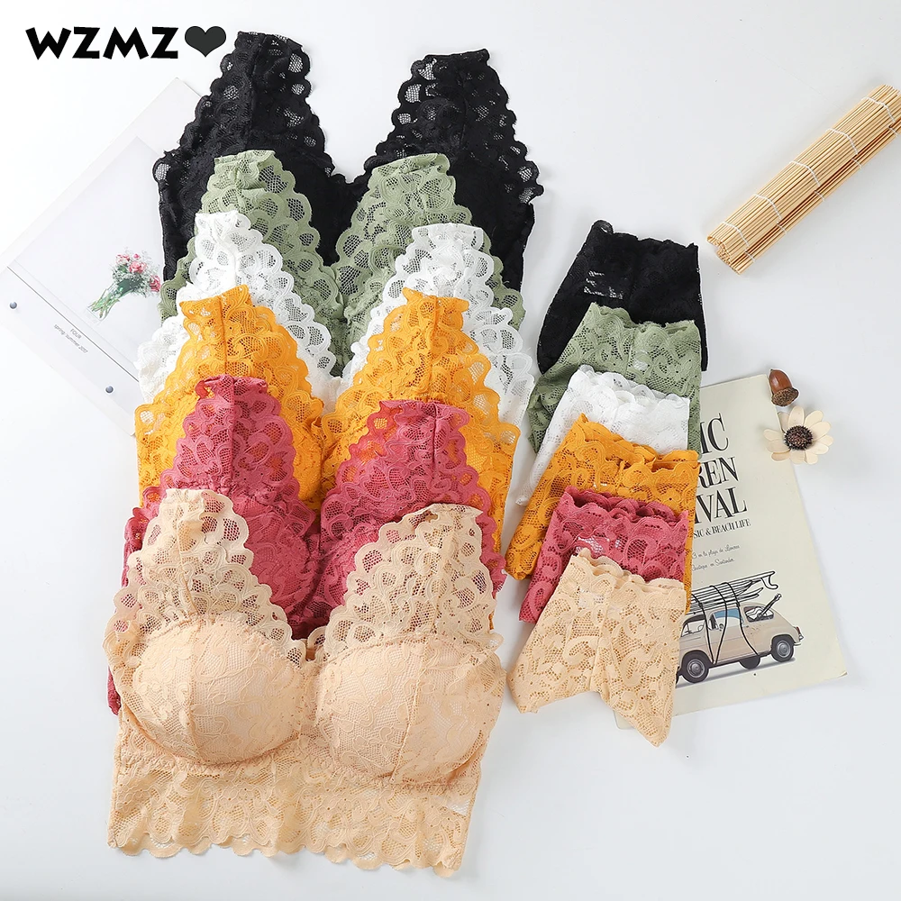 

Push Up Bra Women Underwear Lingerie Set Sexy Lace Brief Sets Widen Shoulder Straps Wire Free Female bh Bras And Panties Breves