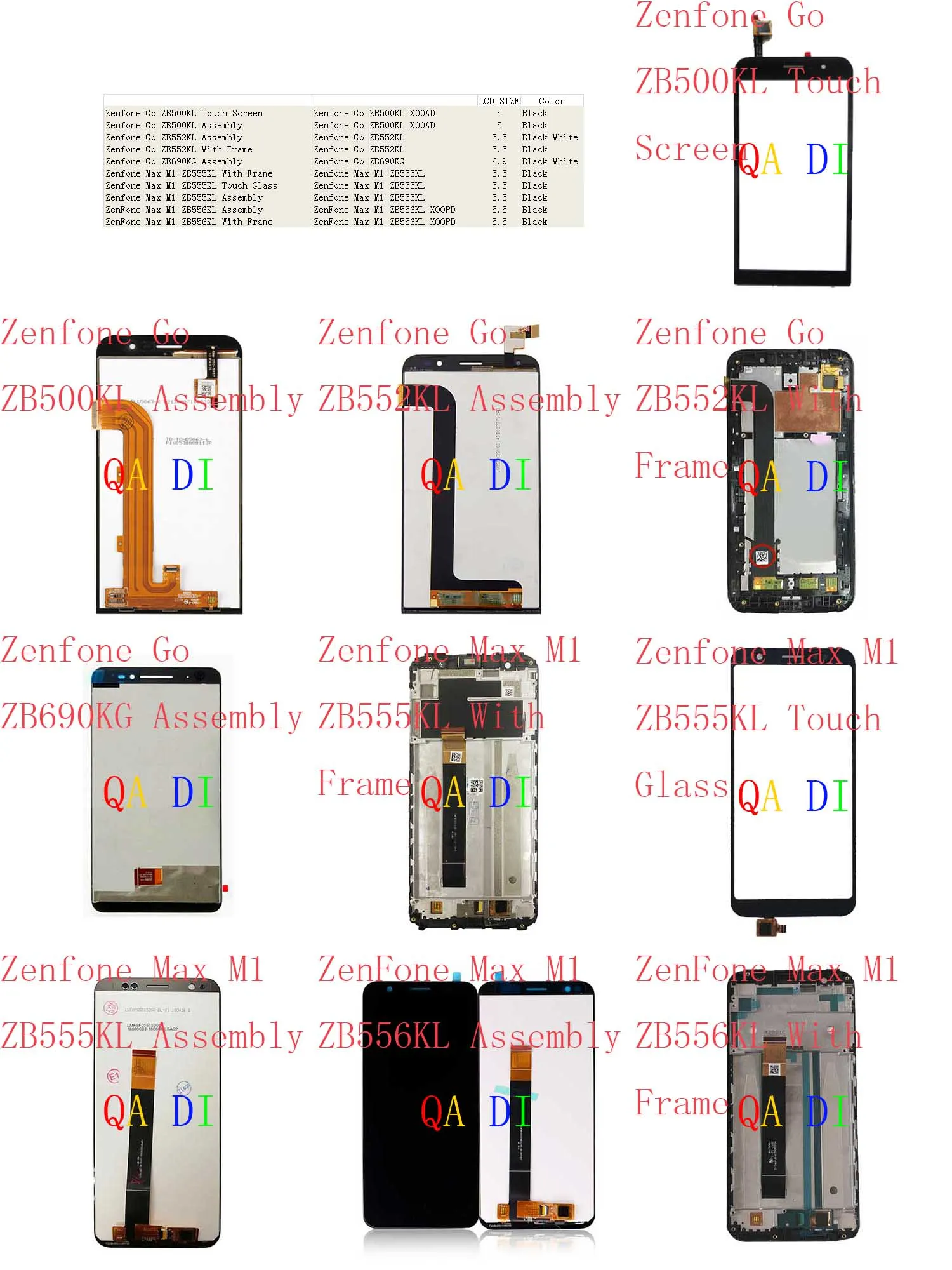 ЖК дисплей с тачскрином в сборе для ASUS ZB500KL ZB552KL zb690кг ZB555KL ZB556KL Zenfone Go X00AD Max M1