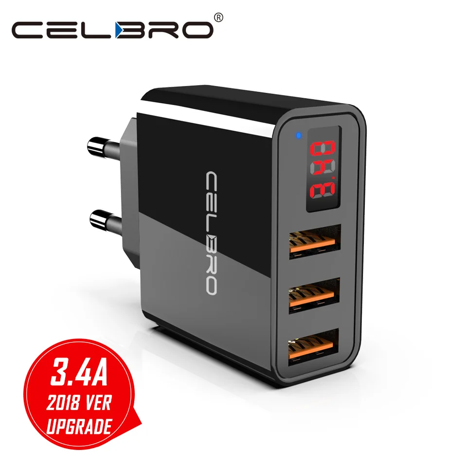Универсальное настенное зарядное устройство Muilt Usb 3 порта Led дисплей портативное