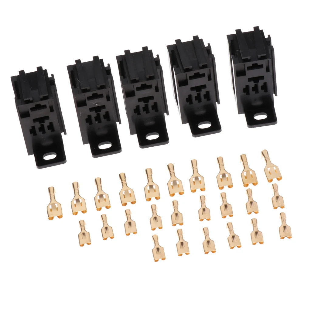 5 Pieces 5Pin 60A PCB Relay Holder Board Mount Socket with Terminals Black | Автомобили и мотоциклы