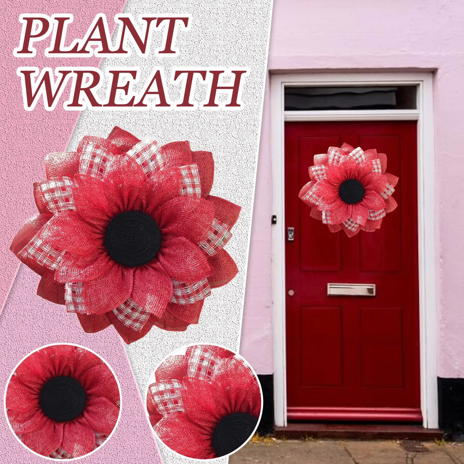 

Red Simulation Sunflower Wreath Mother's Day Artificial Garland Hanging Pendants Wedding Bee Festival Gifts Home Decor Gift