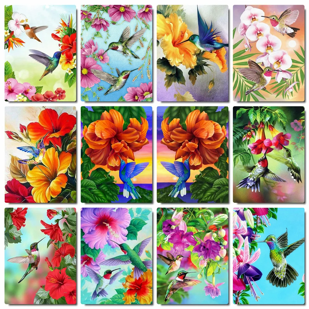 

HUACAN DIY Painting By Numbers Bird Animal Wall Art Unique Gift Hand Painted Picture By Numbers Flower Children's Room Decor