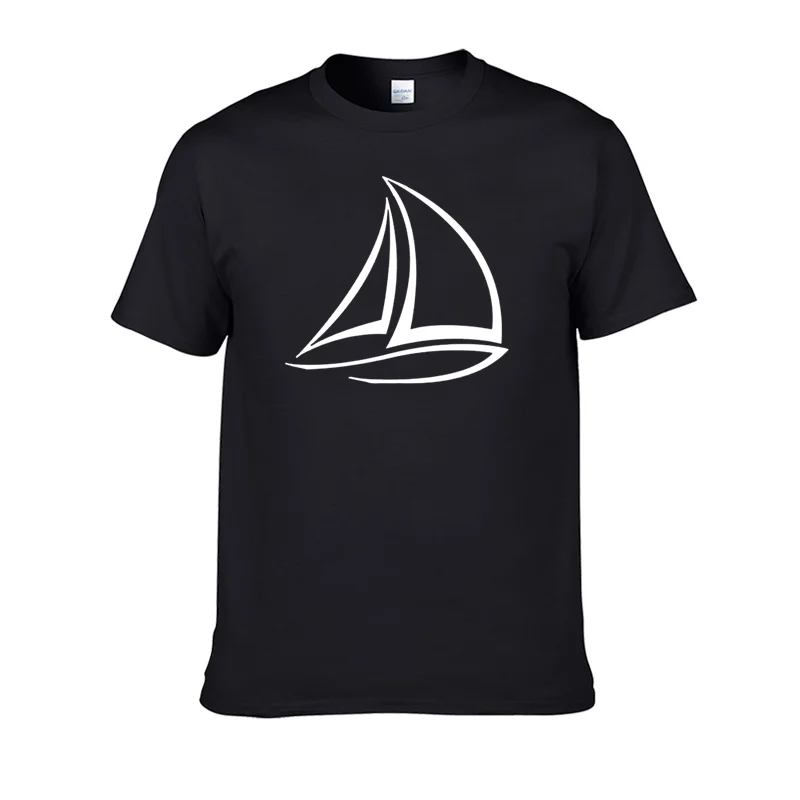 Мужская хлопковая футболка с коротким рукавом круглым вырезом и моряком лето 2020 |