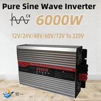 pure sine wave power inverter dc 12v 24v 48v 60v 72v to ac 110v 220v voltage 6000w converter outdoor car inverter