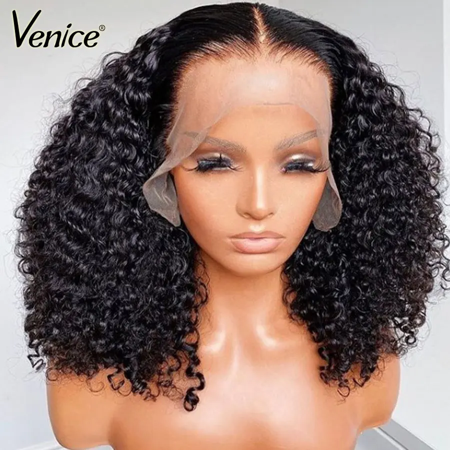 

Venice Hair Curly Lace Front Human Hair Wigs Pre Plucked Short Bob Lace Front Wigs For Black Women Short Curly Human Hair Wig