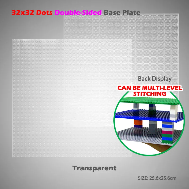 32x32 Transparent Строительные блоки, аксессуары, игрушки, двухсторонняя Базовая пластина, детские строительные игрушки, совместимые с классическими блоками, игрушки - Цвет: 32x32 Transparent