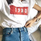 Женская трикотажная футболка, повседневная однотонная белая футболка с буквенным принтом, лето-осень, 2019