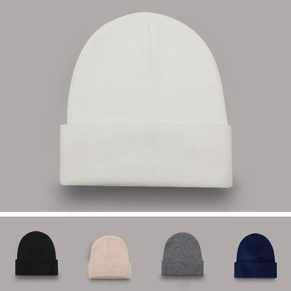 

Knitted Warm Hats Beanie Hat Winter Hat Solid Knitted Thick Cap Headwear Brimless Cap New Korean Style Pinstripe Short Knitted