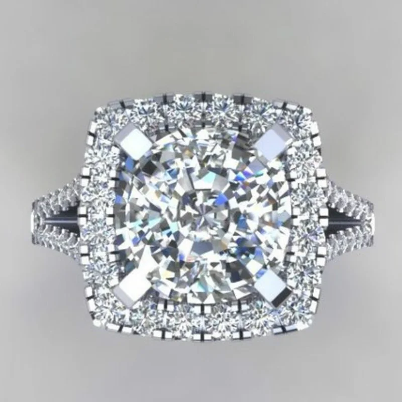 

Fashion Romantic 925 Standard Sterling Silver Diamond Wedding Wedding Princess Ring Love Diamond Ring Size 5-11