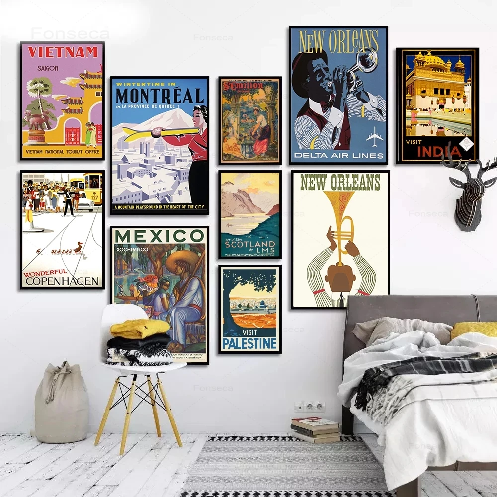 Дорожный постер известного города Картина на холсте с изображением пейзажа из