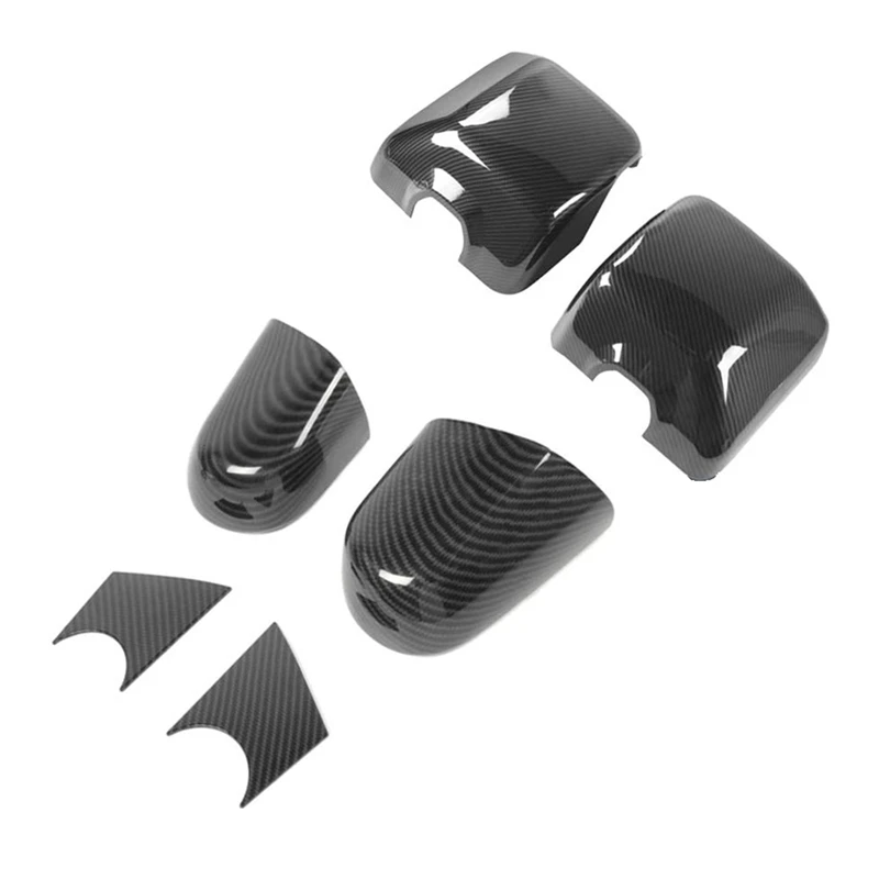 

for Jeep Wrangler JL JLU 2018+ Car Carbon Fibre Rearview Mirror Cover Mirror Shell Base Trim with Light Hole Accessories