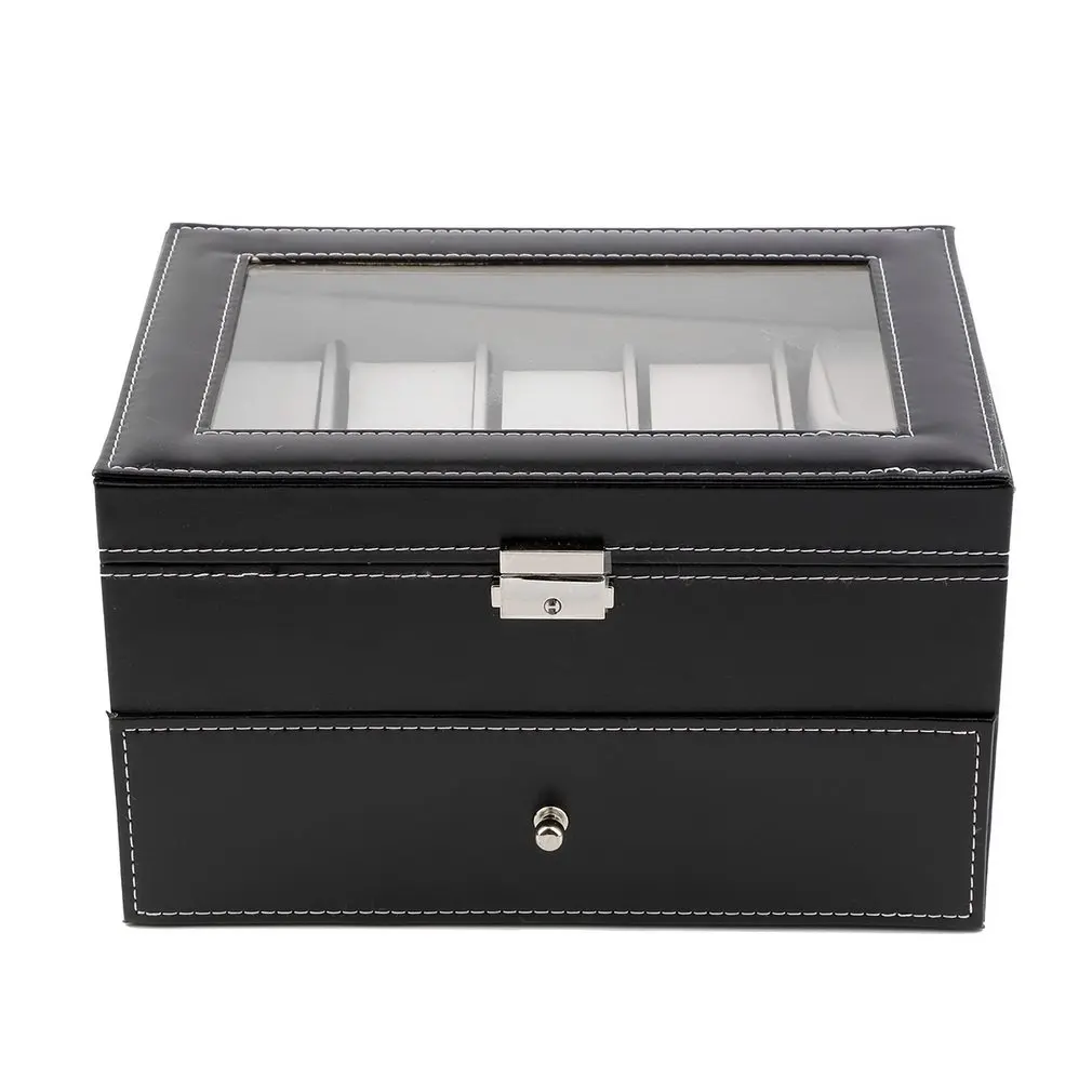 Двухслойные 20 сетки часы ювелирные изделия Органайзер Часы Дисплей Коробка для