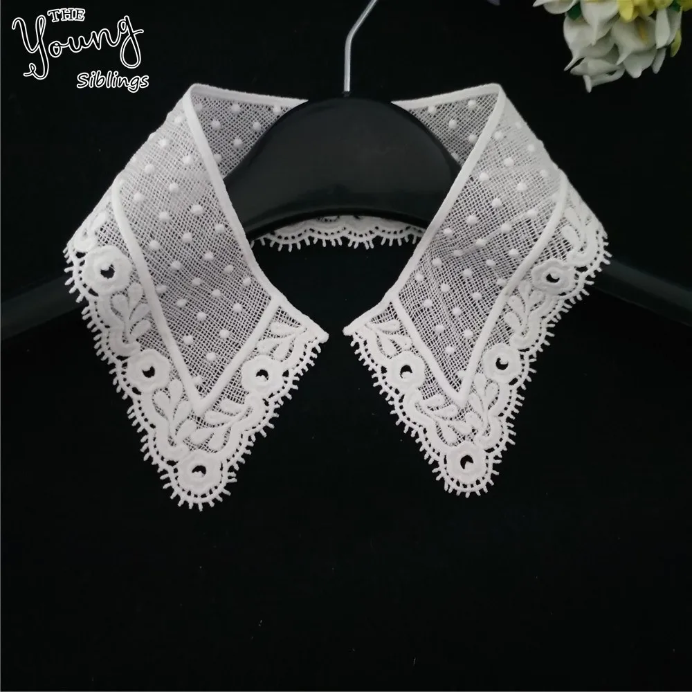 Вышивка высокого качества кружевной накладной воротник с вырезами аппликация