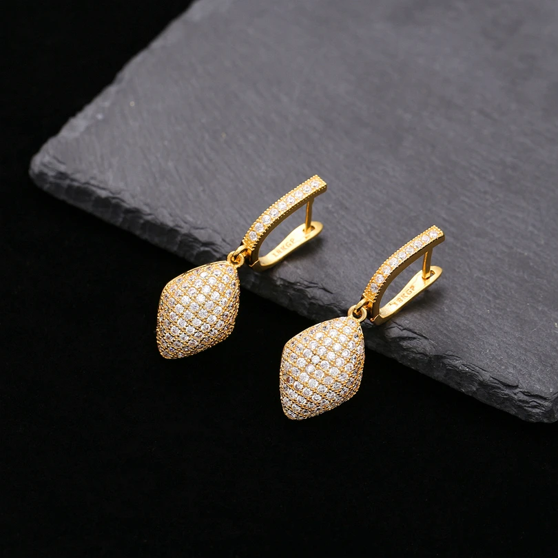 Женские серьги-кольца с кристаллами ААА свадебные ювелирные украшения в