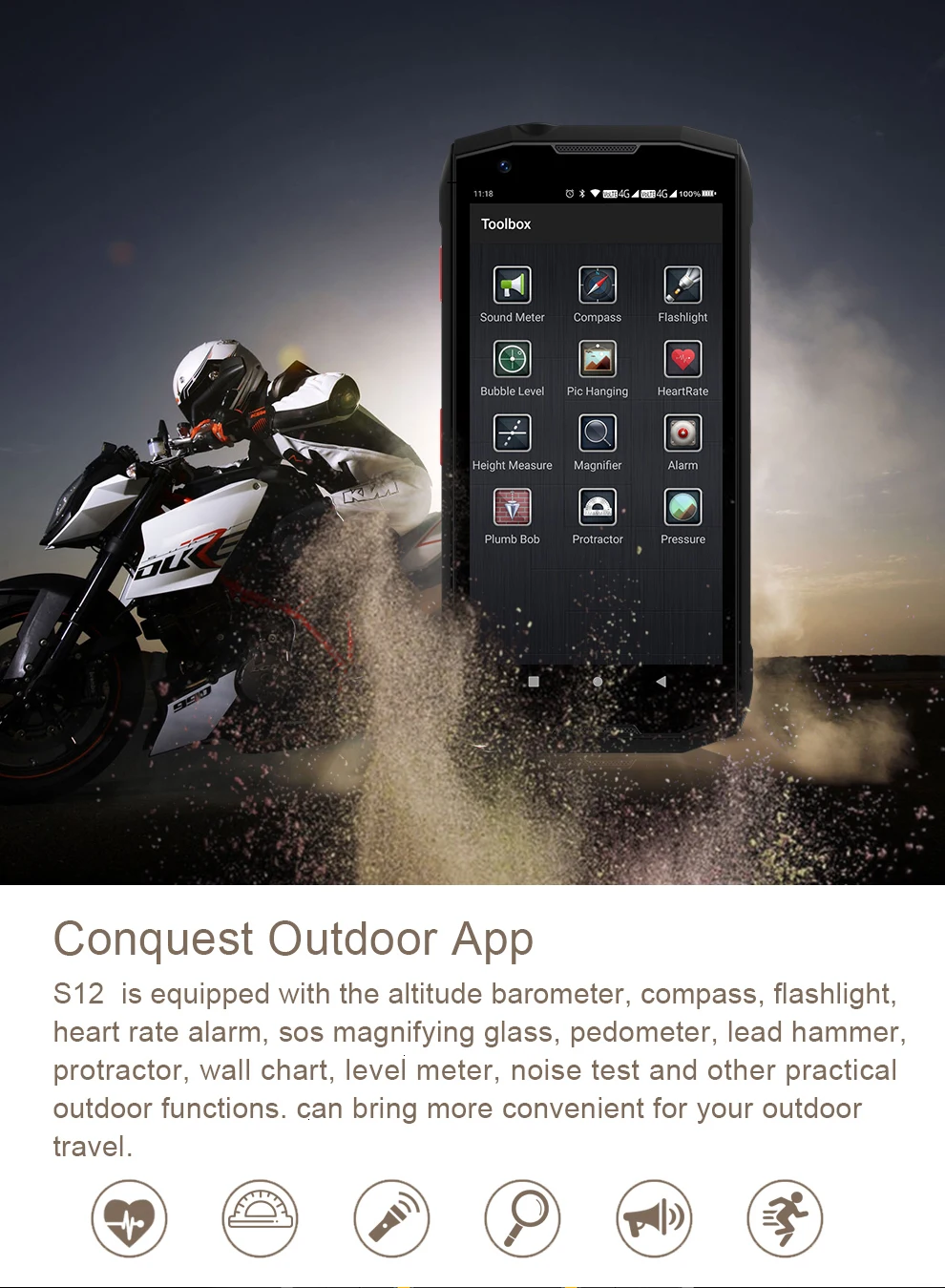 Conquest S12 pro 6 ГБ+ 128 ГБ 8000 мАч NFC IP68 водонепроницаемый ударопрочный мобильный телефон 5,9" Android 8,1 Восьмиядерный 4G Прочный смартфон