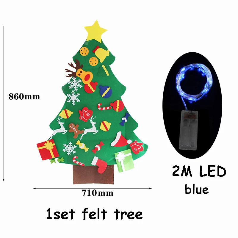 Christmas Tree 12 1 Набор 3D войлочная Рождественская елка с 2 м светодиодный светильник Рождественский подарок на год Navidad Natal для детей рождественские украшения для дома - Цвет: Christmas Tree 12