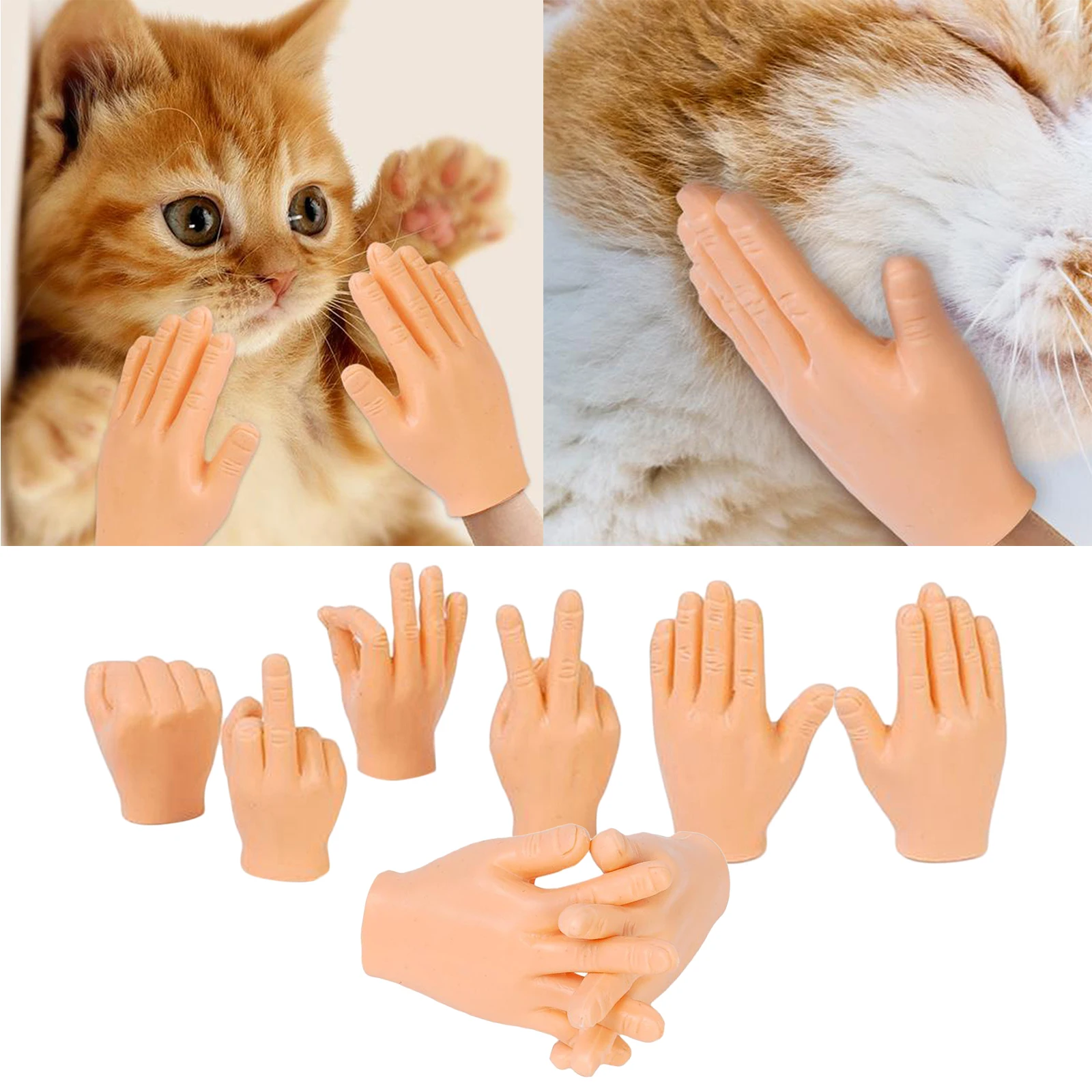 

Set of Tiny Hand Finger Puppets Fingertip Prank Toy Hand Prop for Game Party
