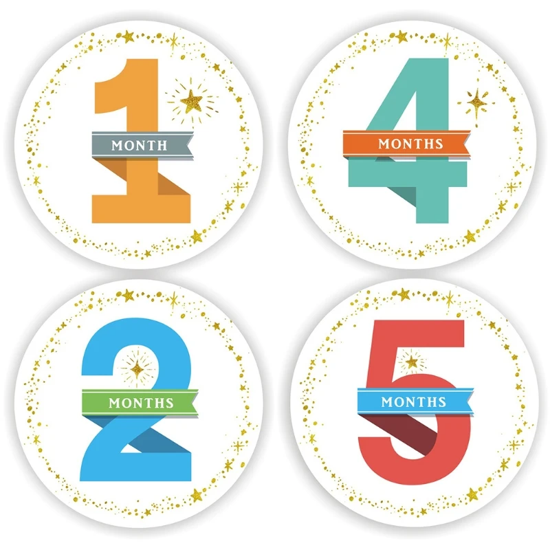 

12 Pcs/Set Baby Pregnant Monthly Stickers Newborn Growth Photo Photography Props Memory Recording Milestone Sticker