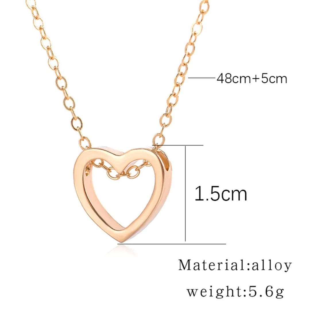 Love Heart Pendant Necklace Ladies Girls Chic Hollow Clavicle Chain Charm Jewelry Lovers Valentine Birthday Gift | Украшения и