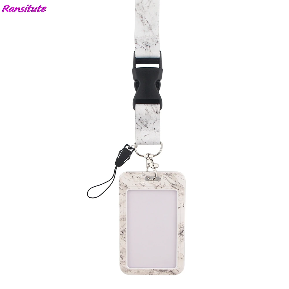 Ransitute R1423 белый Мрамор творческих шнурки держатель для карт студентов с завязками
