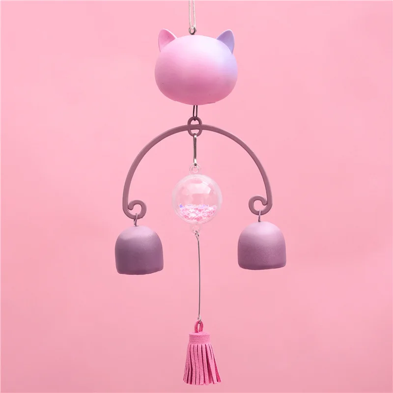 Cute cat wind chimes Japanese style iron chime door hanging ornament bell pendant student housewarming birthday gift | Дом и сад