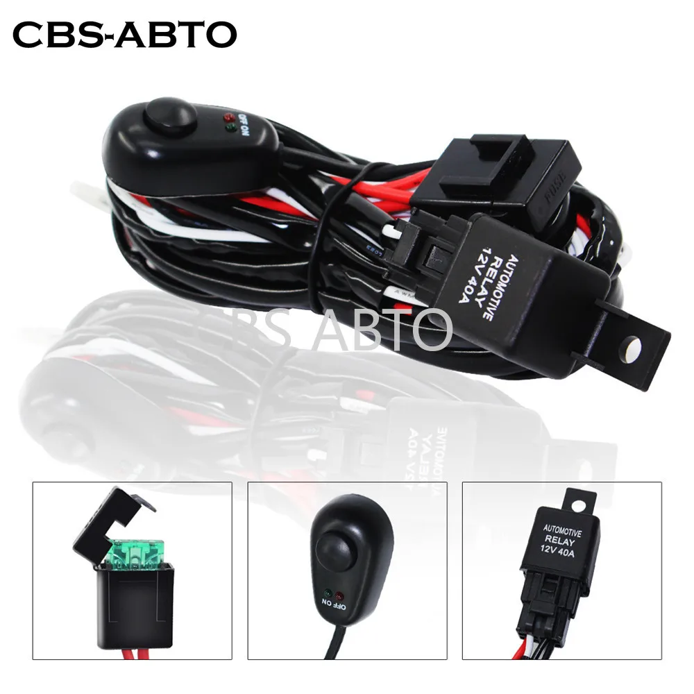 

CBS ABTO Universal 9-16V 40A Car Fog Light Wiring Harness Kit Loom For HID Work Driving Light Bar With Fuse And Relay Switch